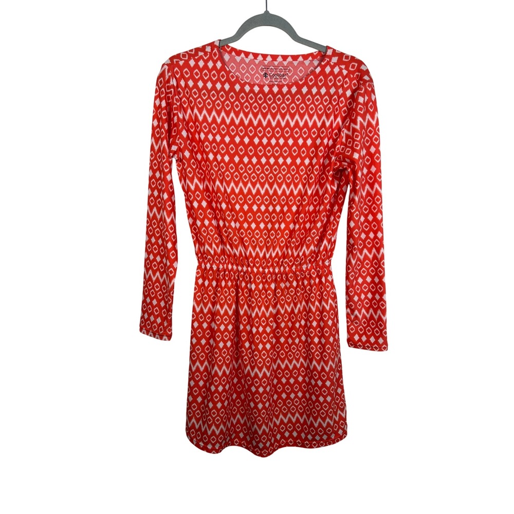 Coolibar‎ Sun Protection Dress Women XS Red Excellent Geometric UPF 50+ LS
